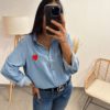 Chemise coeur rouge brodé