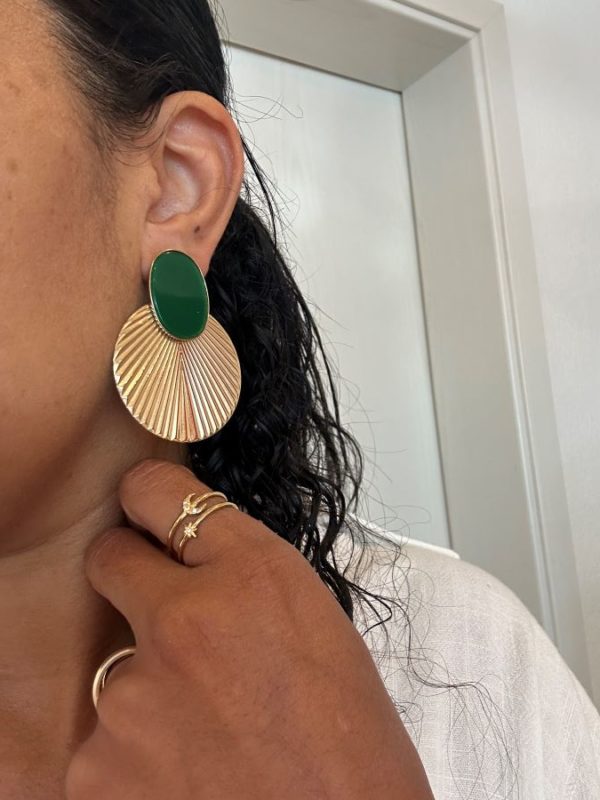 Boucle d'oreille doré et vert