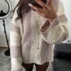 Pull Capucine à rayure taupe et beige