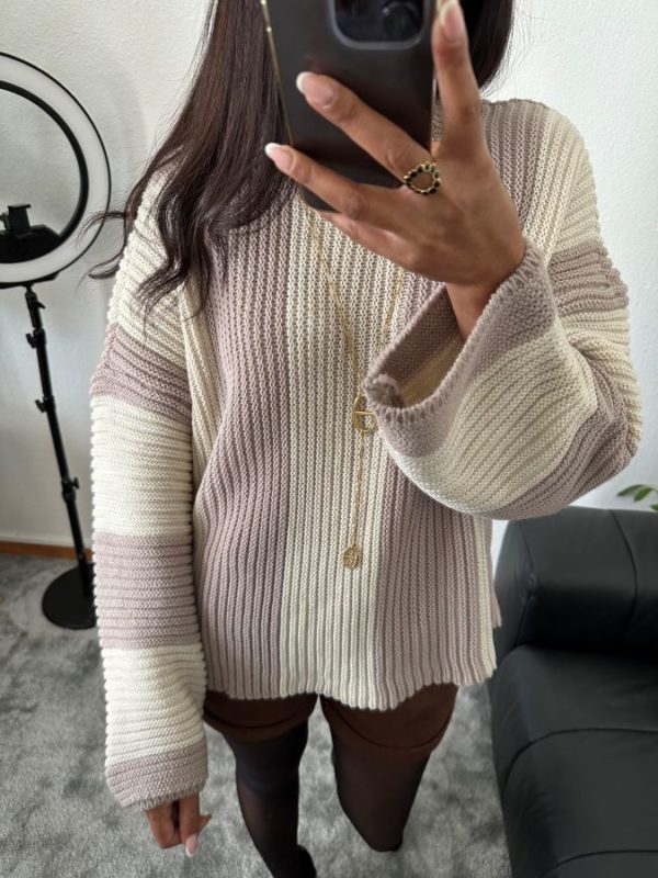 Pull Capucine à rayure taupe et beige