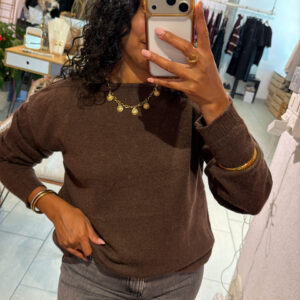 Pull Gina Choco avec noeud et dentelle au dos