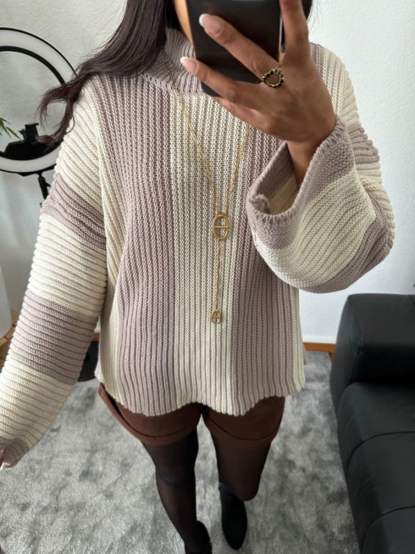 Pull Capucine à rayure taupe et beige – Image 2