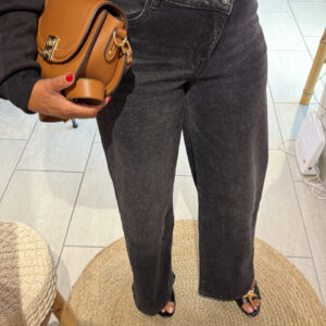 Jeans Avy noire asymétrique wide leg