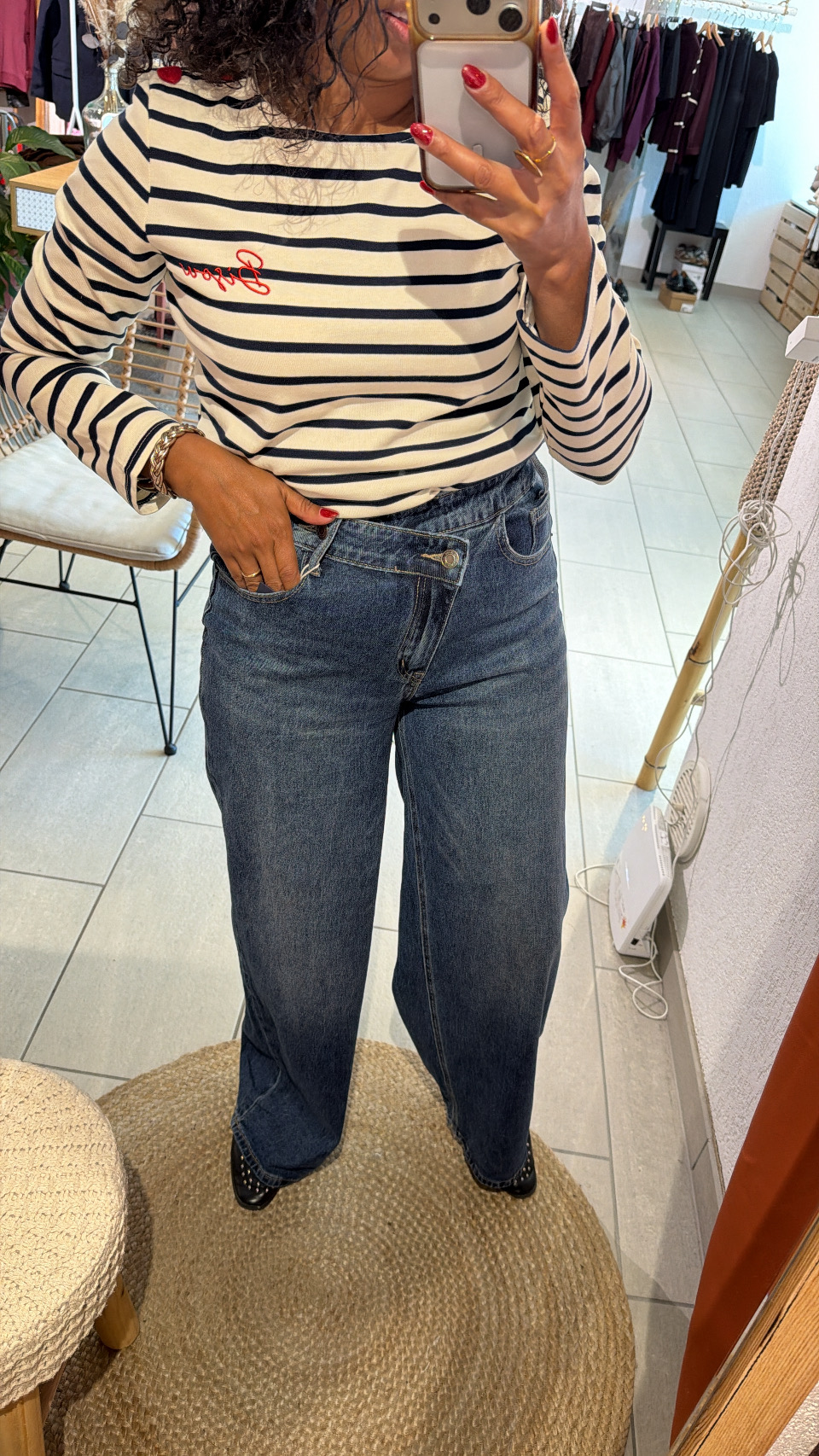 Jeans Avy bleu asymétrique wide leg