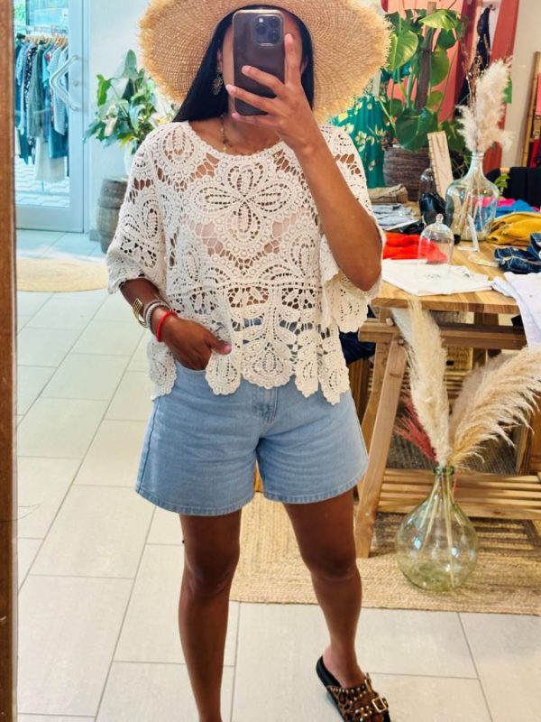 Blouse Patty macramé beige