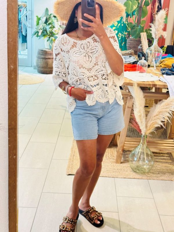 Blouse Patty macramé beige – Image 2