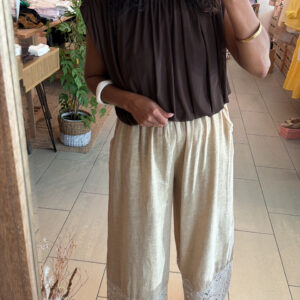 Haut en tulle à épaulette Chocolat