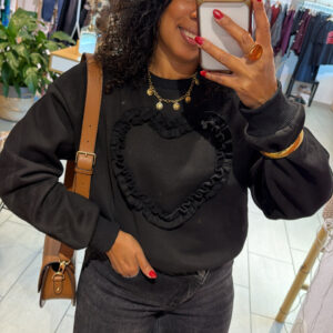 Sweat Zilda noire coeur en relief