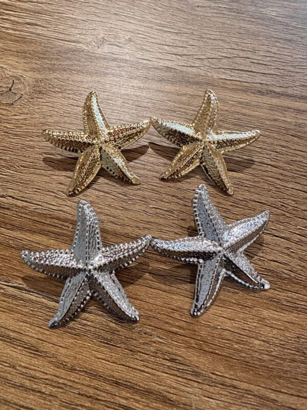 Boucle d`oreille étoile de mer en doré – Image 2