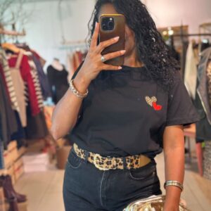 T-Shirt coeur rouge et Léopard