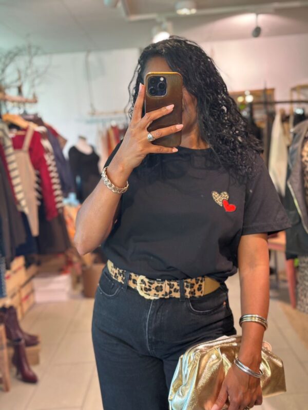 T-Shirt coeur rouge et Léopard