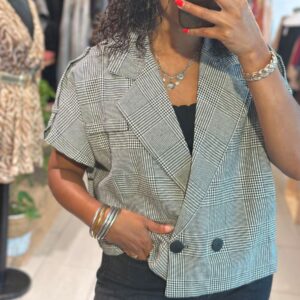 Gilet Yesna pied de poule gris