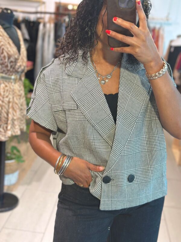 Gilet Yesna pied de poule gris