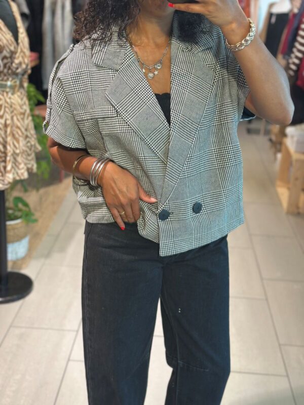 Gilet Yesna pied de poule gris – Image 2