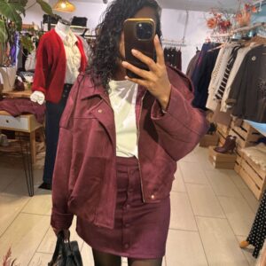 Veste Lora effet suédine Bordeaux