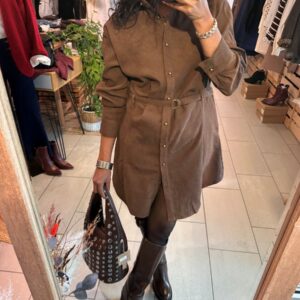 Robe Chemise Chocolat Alma effet velours