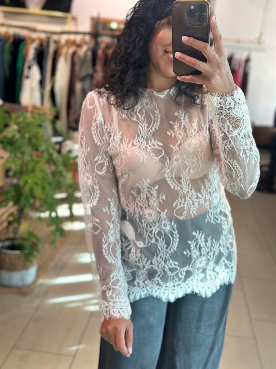 Sous pull en dentelle blanc