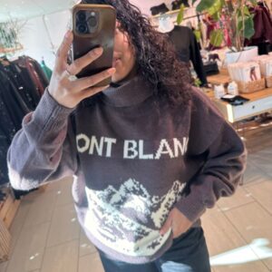 Pull mon blanc Marron col roulé