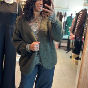 Gilet Betty Kaki en maille fabrication Italienne