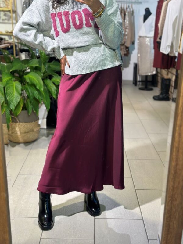 Jupe Zilda bordeaux effet satin