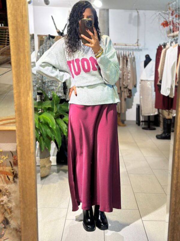 Jupe Zilda bordeaux effet satin – Image 2