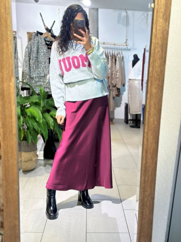 Jupe Zilda bordeaux effet satin – Image 3