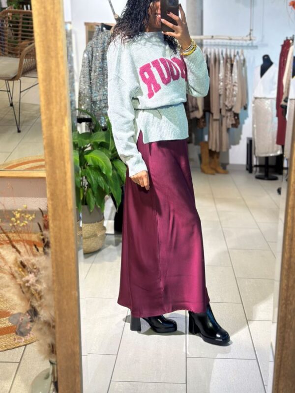 Jupe Zilda bordeaux effet satin – Image 4