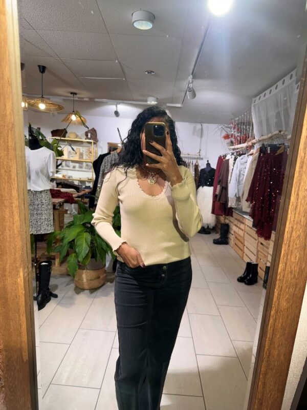 Pull Julio Beige en maille côtelée – Image 2