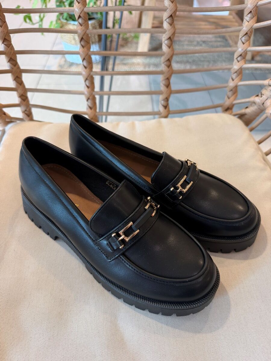 Mocassin Noire Denny avec détail Doré