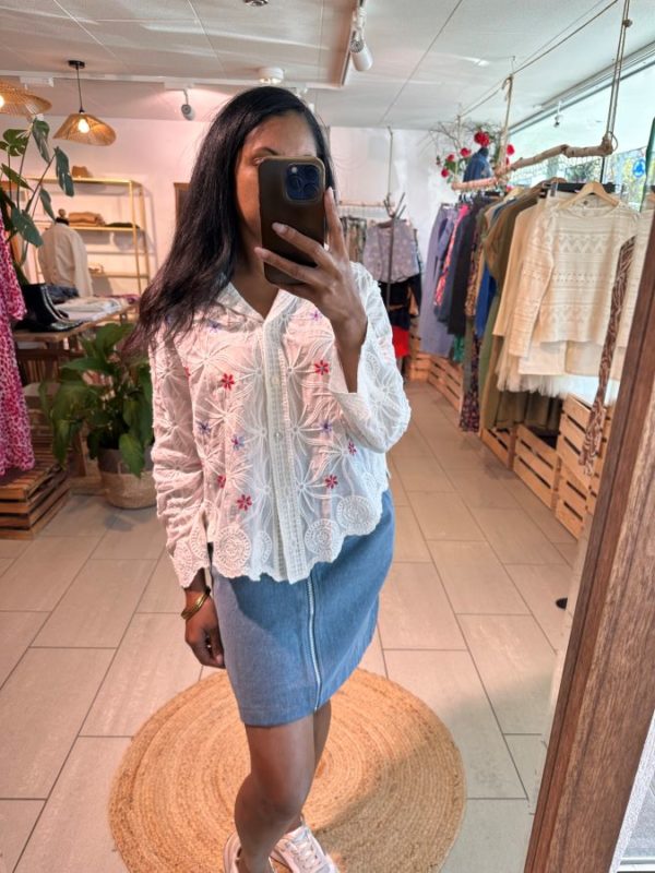 Jupe en jeans courte avec zip blue claire – Image 2