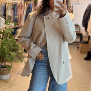 Blazer Kessia taupe asymétrique