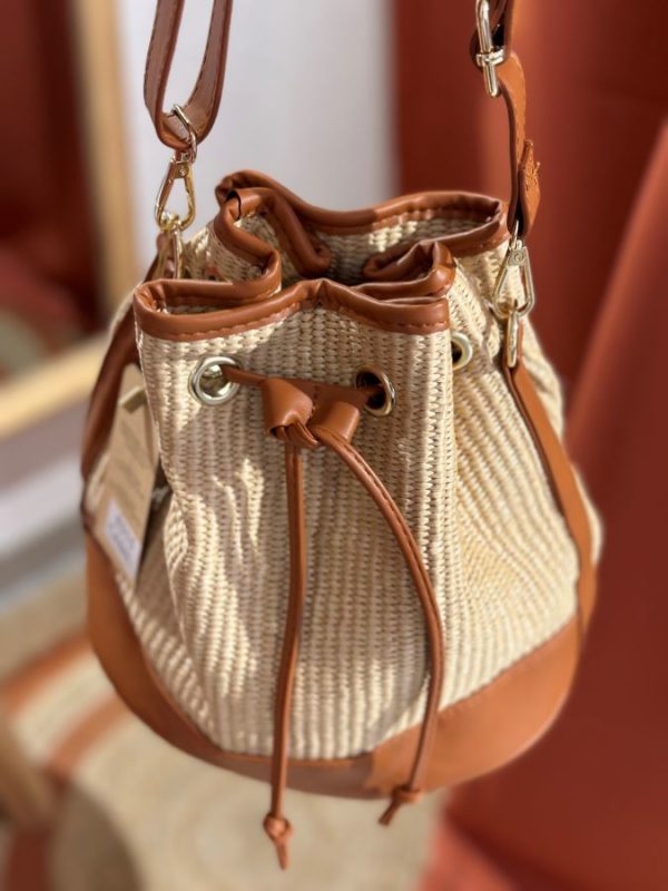Sac Pia en paille camel – Image 2