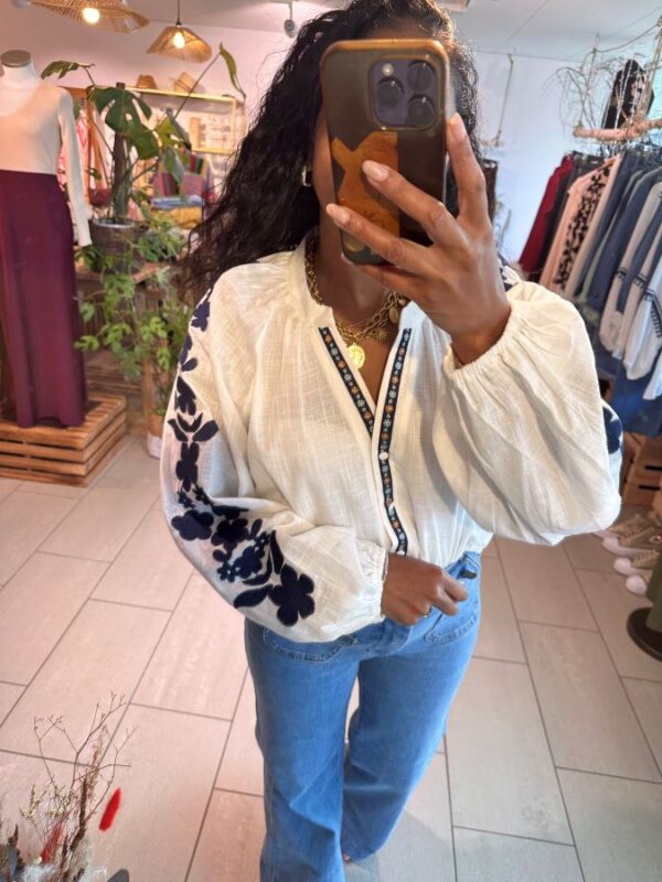 Blouse Olivia broderie bleu