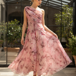 Robe Longue Tina Rose à motifs