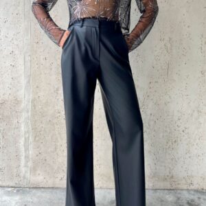 Pantalon Robin en simili cuir noire