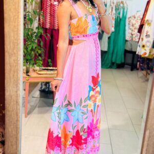 Robe Elia cut out évasée en rose