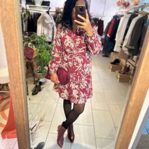 Robe chemise Kelly à carreaux bordeaux