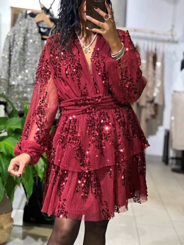 Robe Gilda à sequin bordeaux – Image 4