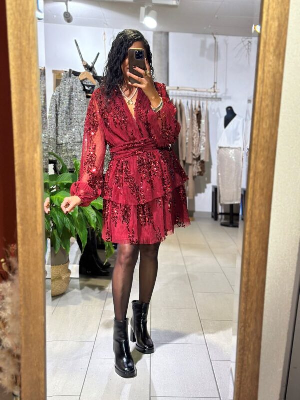 Robe Gilda à sequin bordeaux – Image 3