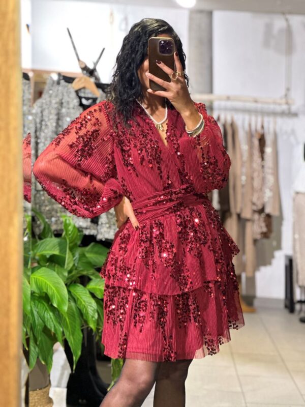 Robe Gilda à sequin bordeaux