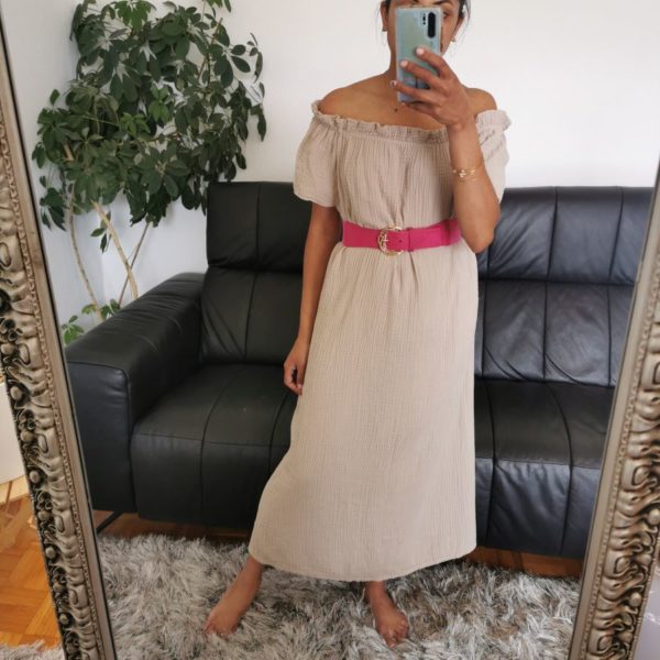 Robe Elsa en gaze de coton beige