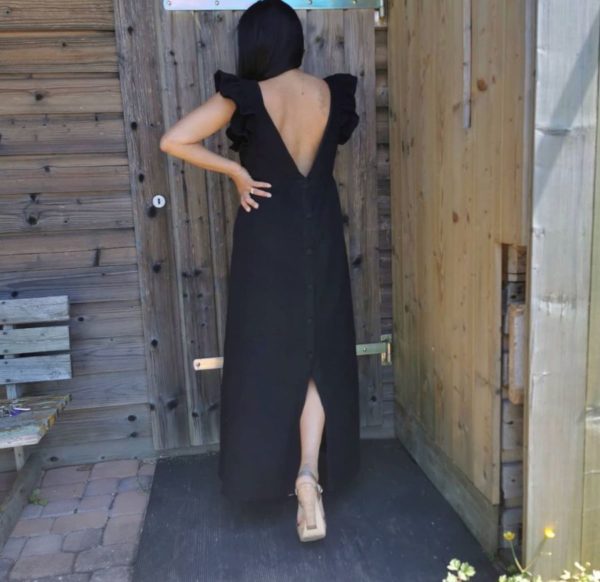 Robe Dalia noire décolletée V au dos – Image 2