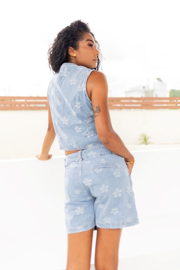 Short en jeans Eliot motif fleuri – Image 3