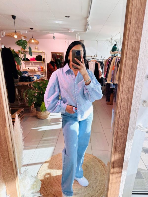 Pantalon en jeans coupe droite bleu claire – Image 3