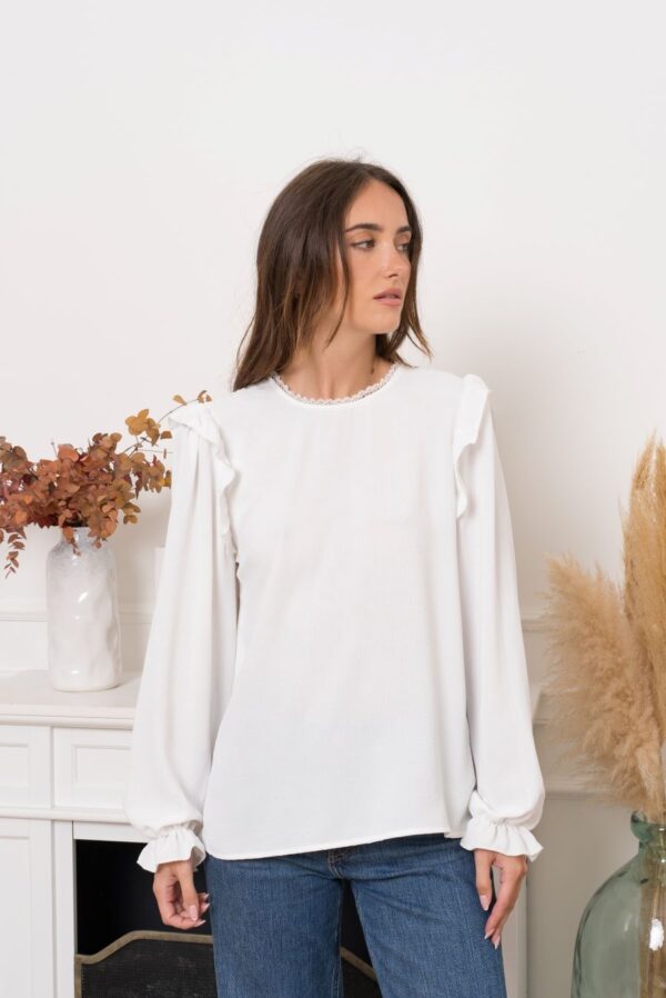 Blouse Peyton joli dos en dentelle blanc – Image 2