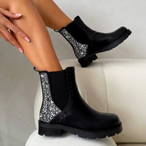 Bottines Vince Noire à strass