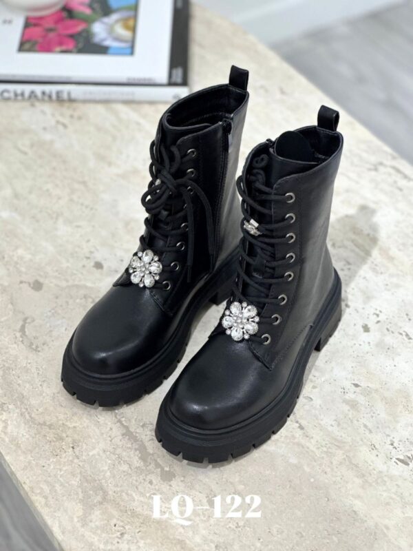 Bottines femmes noires bijoux
