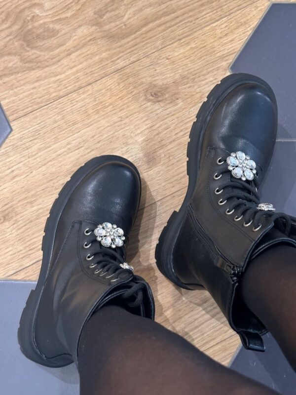Bottines femmes noires bijoux – Image 3