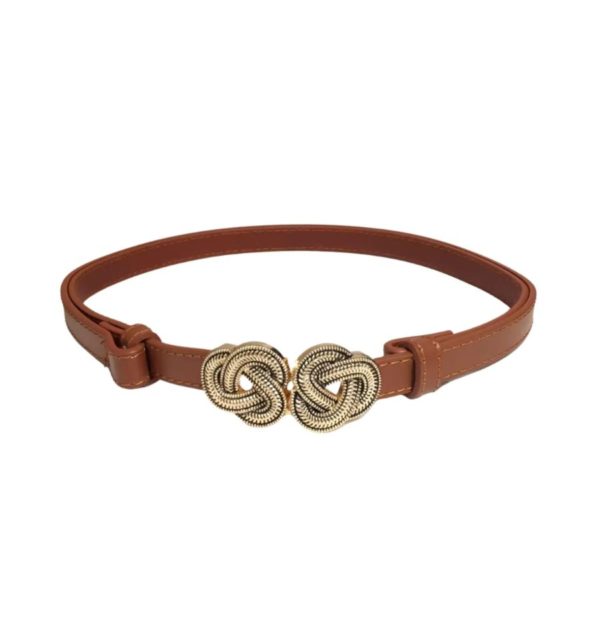 Ceinture camel en cuir boucle doré