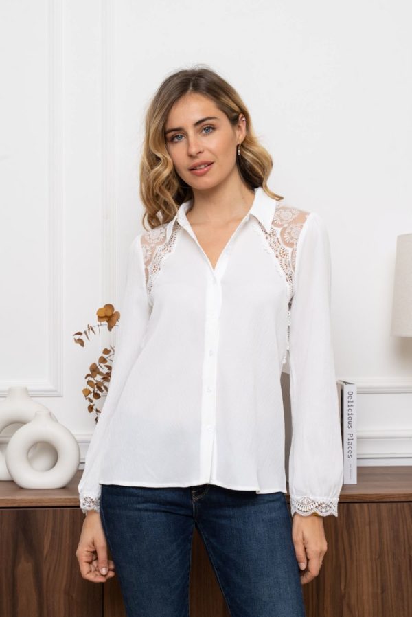 Chemise Veena blanche et sa jolie dentelle – Image 2